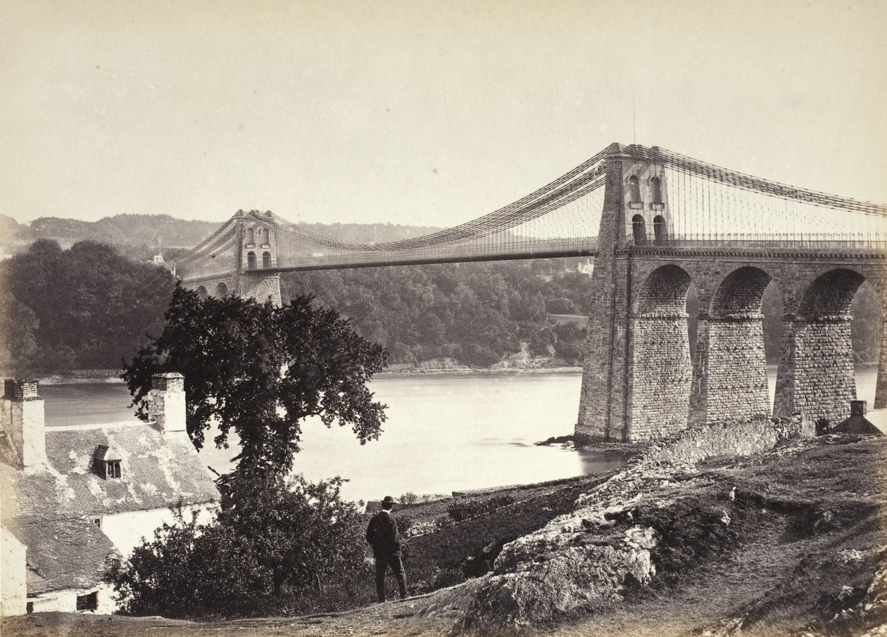 Bangor, hangbrug, vanaf Anglesey (254) door Francis Bedford