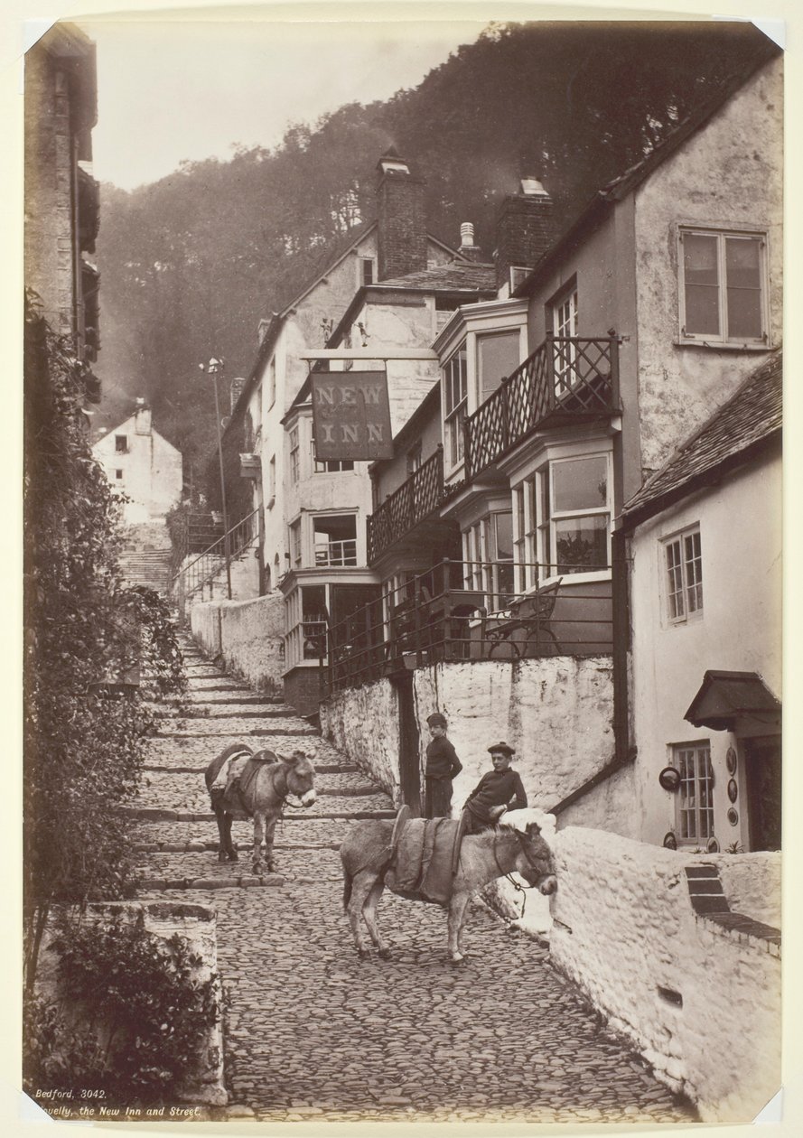 Clovelly, de Nieuwe Herberg en Straat door Francis Bedford