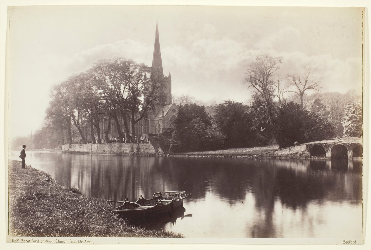 Stratford-on-Avon, kerk vanaf de Avon, 1860-94 door Francis Bedford