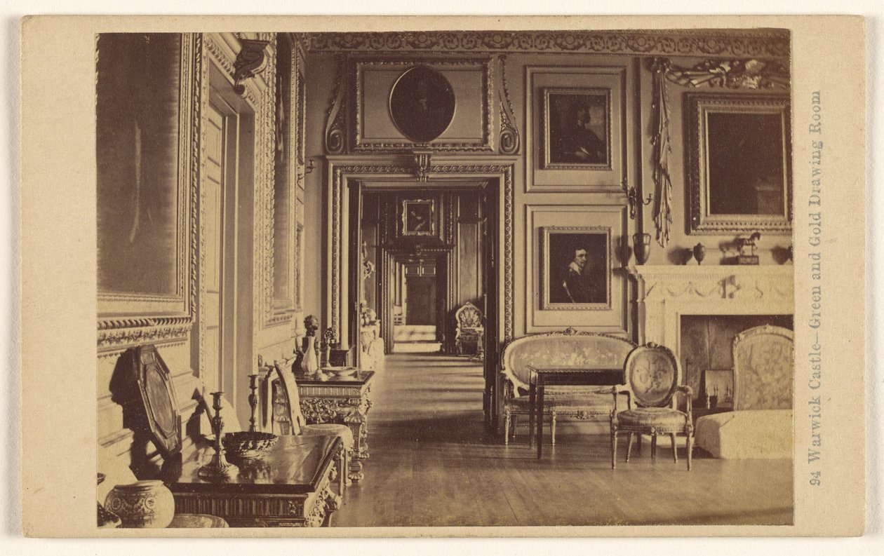Warwick Castle - Groene en gouden salon door Francis Bedford