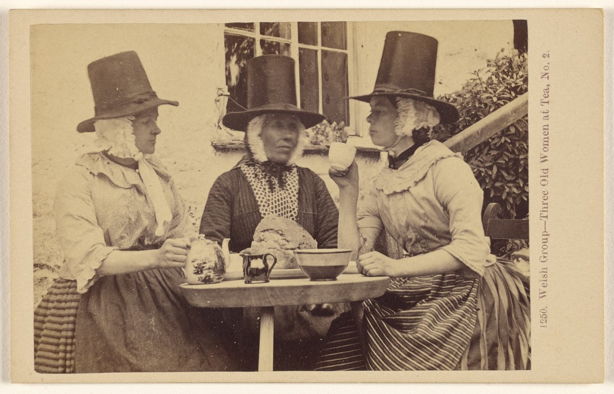 Groep Wales - Drie oude vrouwen op de thee, nr. 2 door Francis Bedford