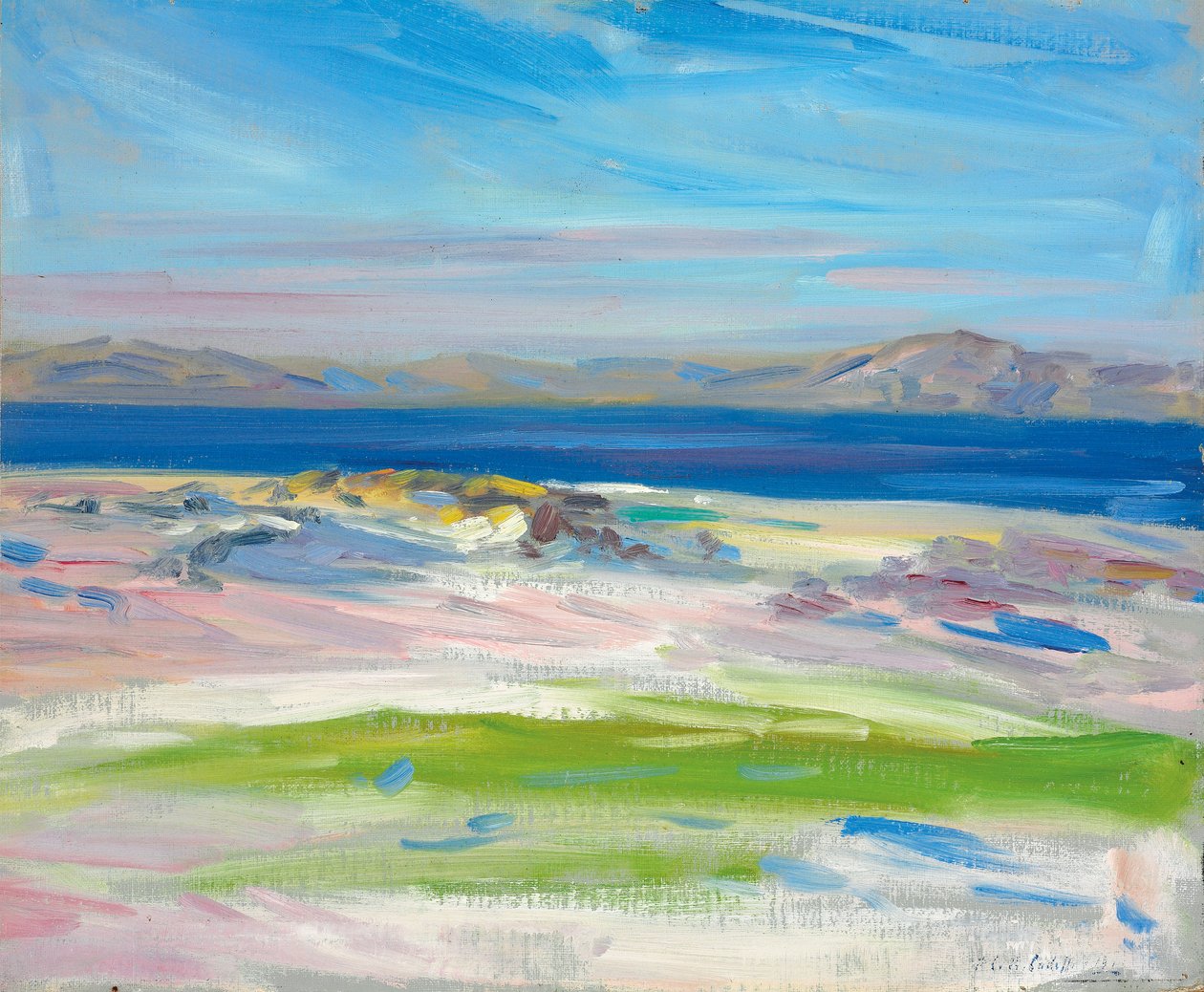 Het uitzicht op de witte zandstranden, Iona door Francis Campbell Boileau Cadell