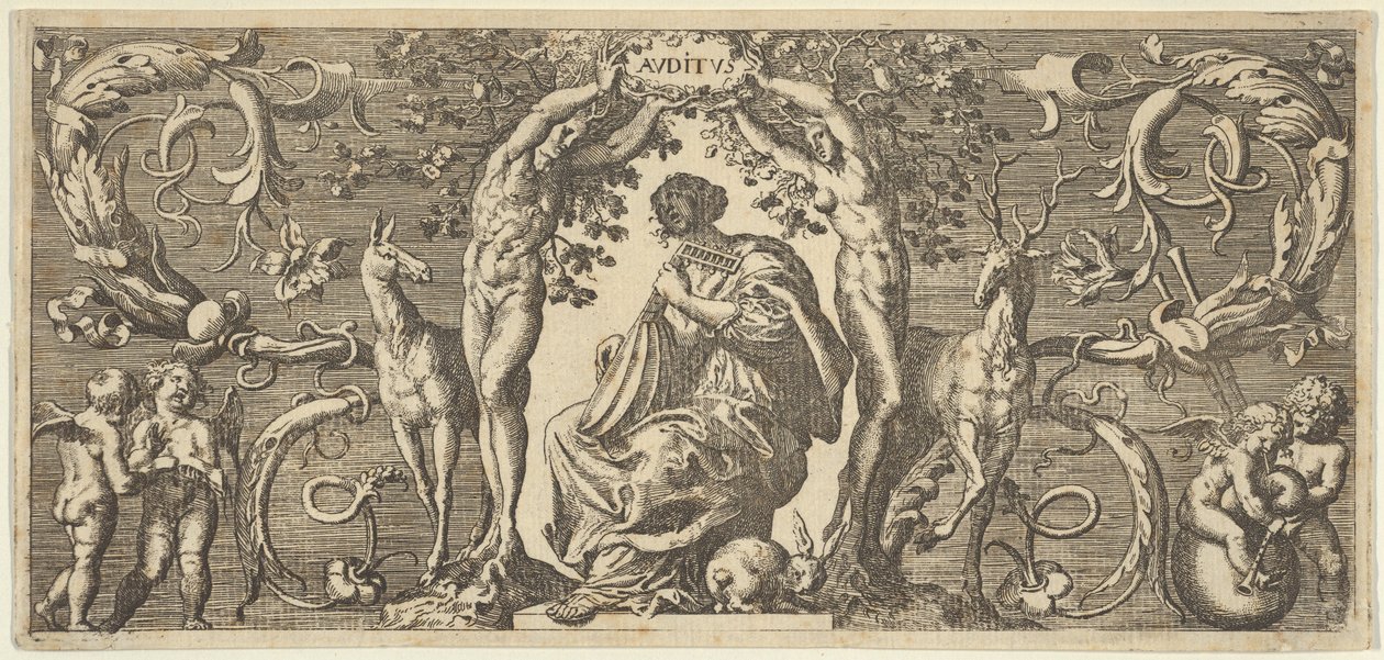 Horen Auditus, uit Quinque Sensuum Five Senses door Francis Cleyn