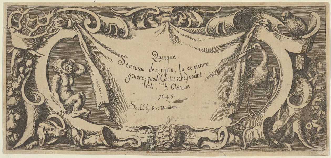 Titelplaat, uit Quinque Sensuum Five Senses, ca. 1655 door Francis Cleyn