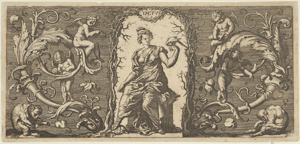 Touch Tactus, uit Quinque Sensuum Five Senses, ca. 1655 door Francis Cleyn