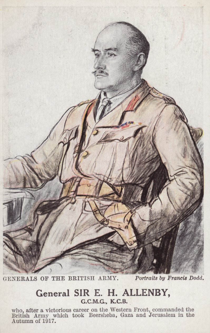 Generaal Sir E H Allenby (kleurenlitho) door Francis Dodd