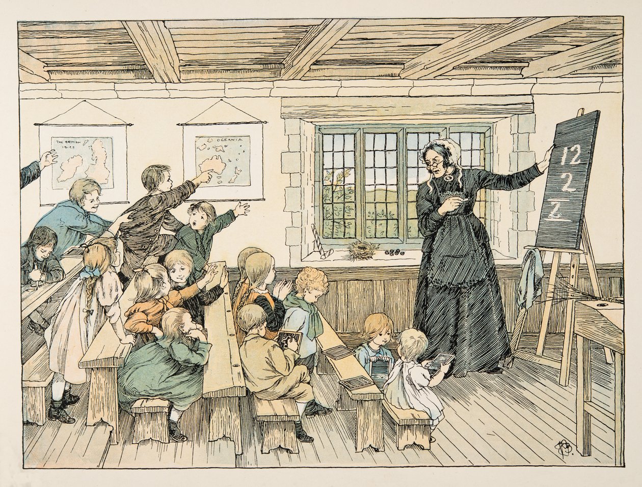 De Dame, uit Vier en twintig zwervers, pub. 1900 (kleurenlitho) door Francis Donkin Bedford