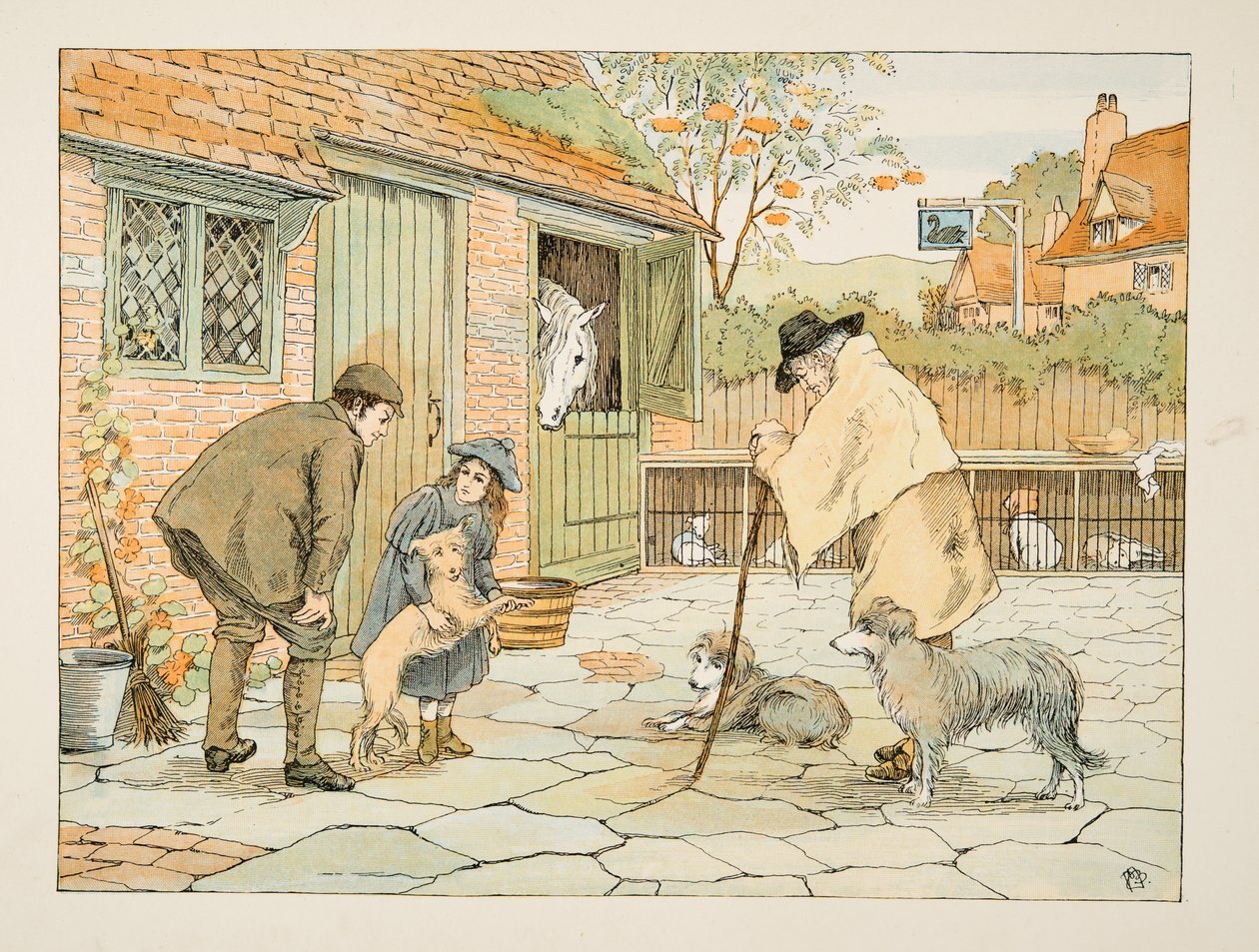 De veearts, uit Vier en twintig zwervers, pub. 1900 (kleurenlitho) door Francis Donkin Bedford