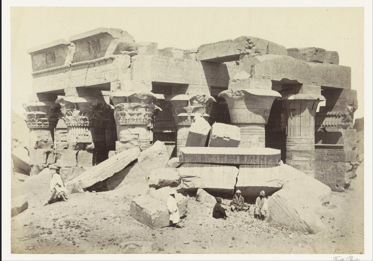 Gezicht op de tempel van Kom Ombo door Francis Frith