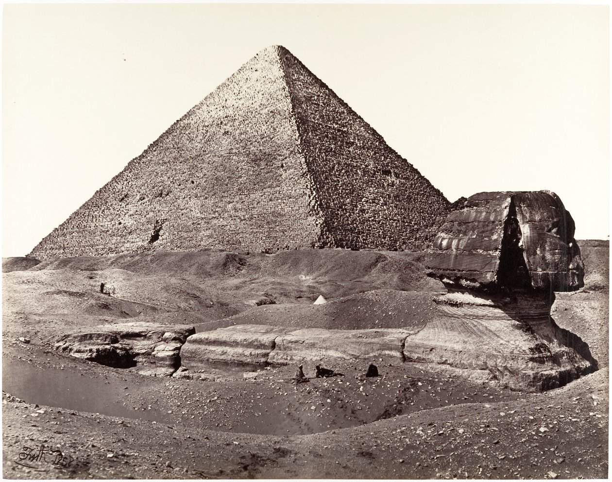 De Grote Piramide en de Grote Sfinx door Francis Frith