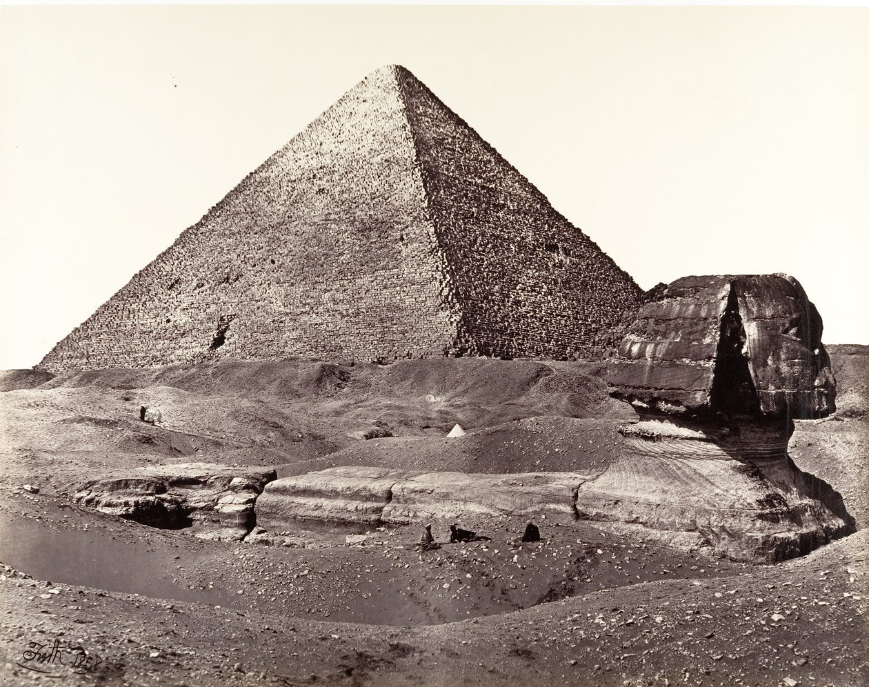 De Grote Piramide en De Grote Sfinx door Francis Frith