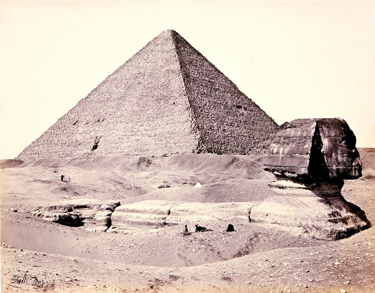 De Grote Piramide en de Grote Sfinx, vanuit het zuidwesten door Francis Frith