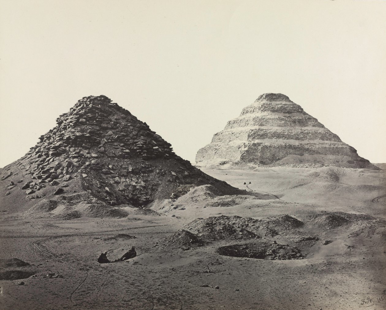 De Piramides van Saqqara, vanuit het Noordoosten, 1858 door Francis Frith