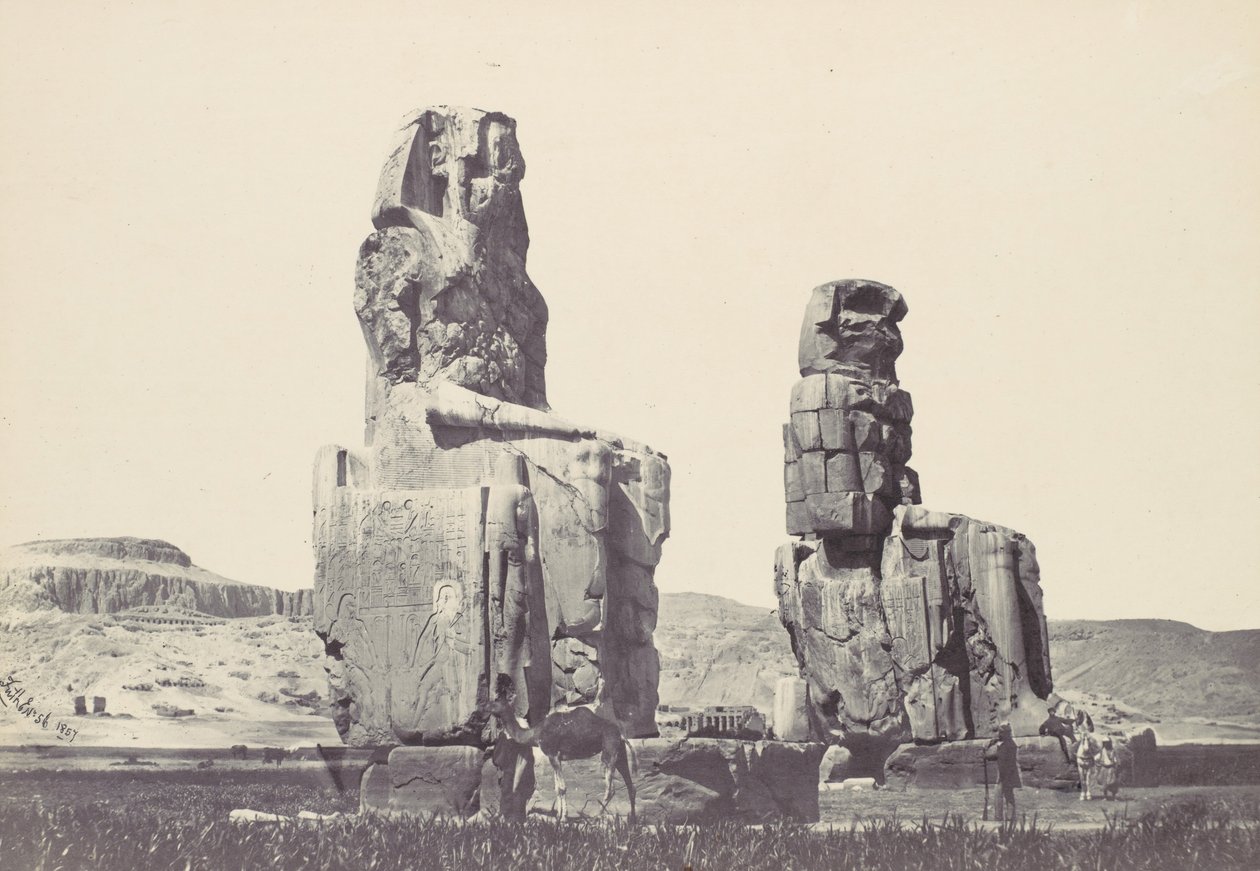 De Beelden van Memnon. Vlakte van Thebe door Francis Frith