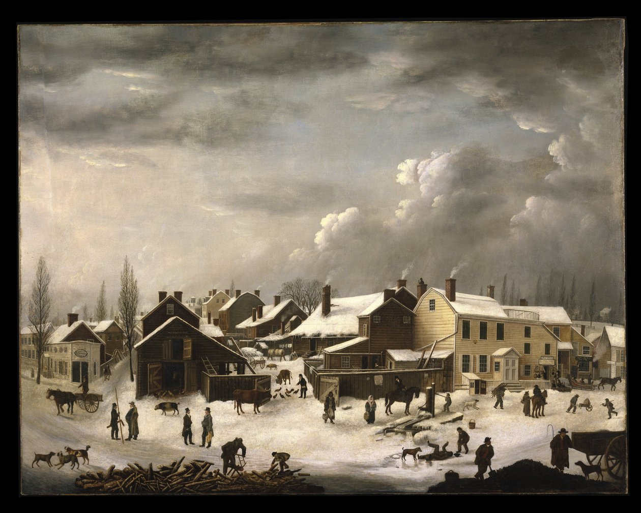 Winters tafereel in Brooklyn door Francis Guy