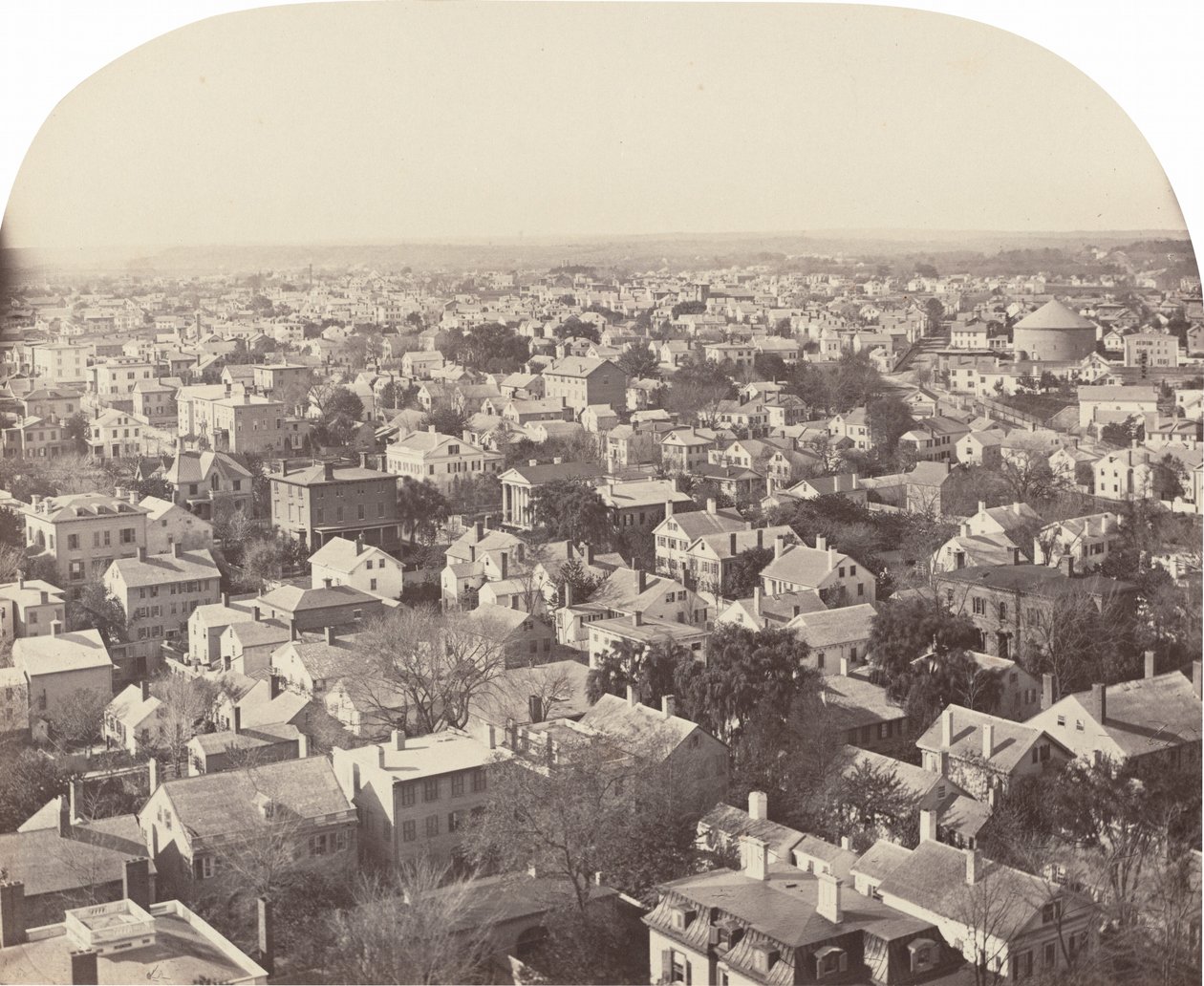 Kijkend naar het Noordwesten vanaf Westminster Street, Providence, 1858-1860 door Francis Hacker