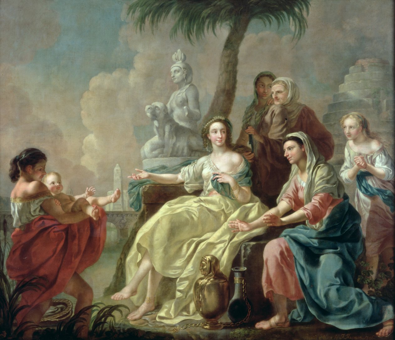 Het vinden van de baby Mozes in het riet, 1746 door Francis Hayman