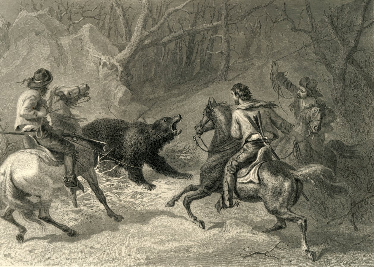 Inheemse Californiërs die een beer lassoën, 1874 door Francis Holl