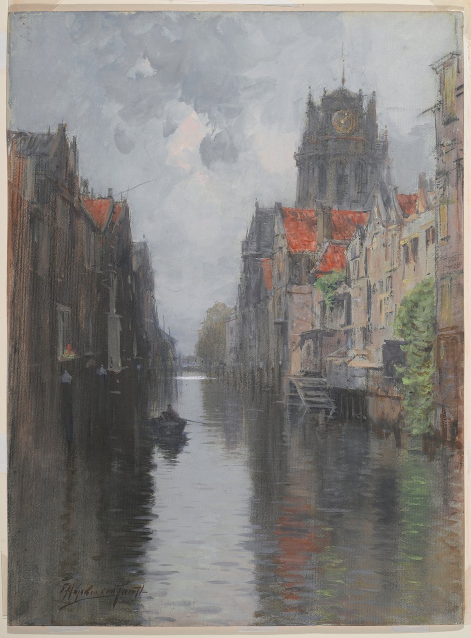 Achter de Groote Kerk, Dordrecht, c.1880s door Francis Hopkinson Smith