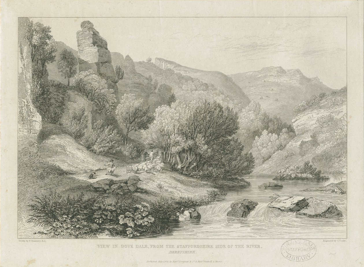 Dovedale - landschap door Francis Legatt Chantrey
