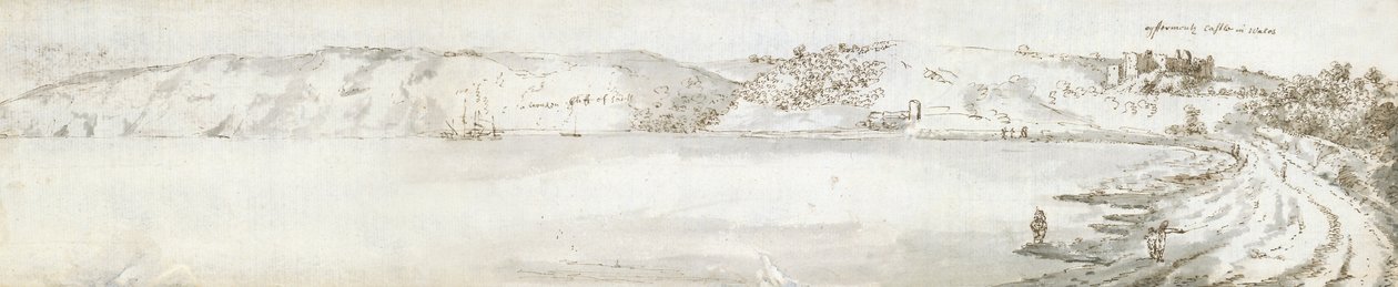 Oystermouth Kasteel, ca. 1678 door Francis Place