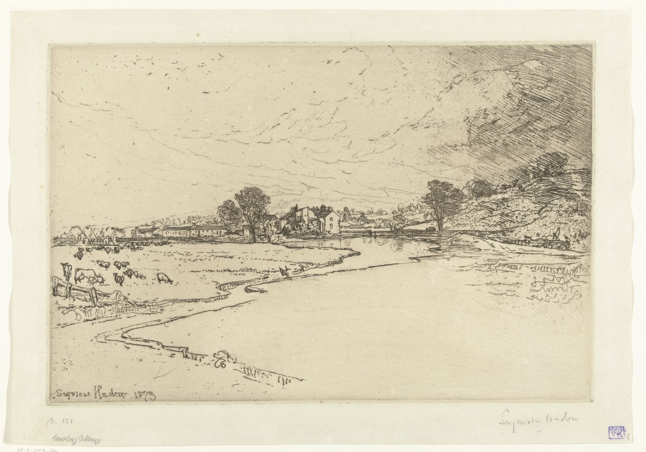 Abdij van Sawley door Francis Seymour Haden (Sir) (signed by artist)