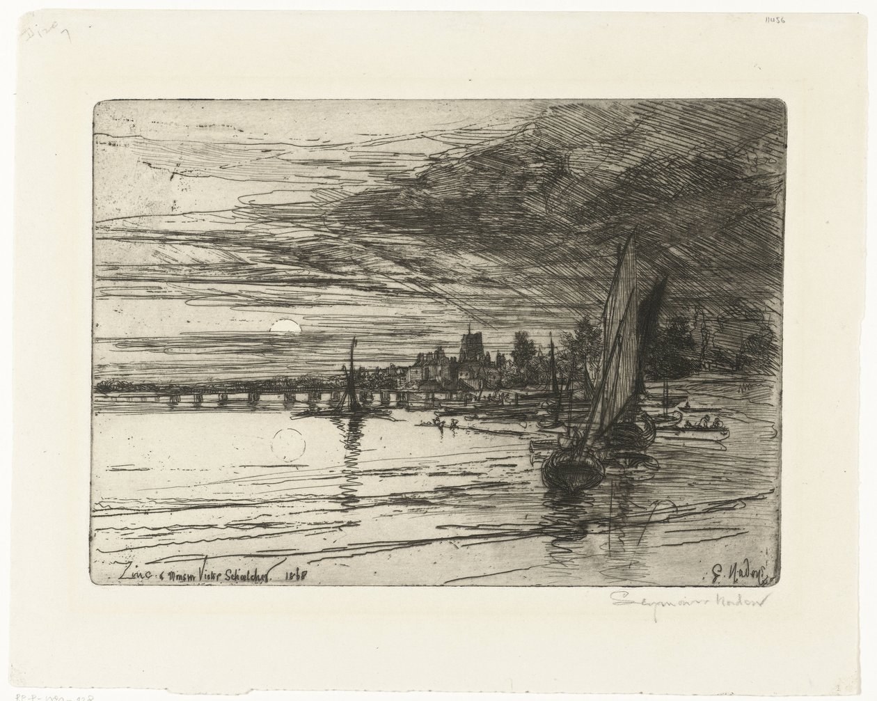 Brug over de Theems door Francis Seymour Haden (Sir) (signed by artist)