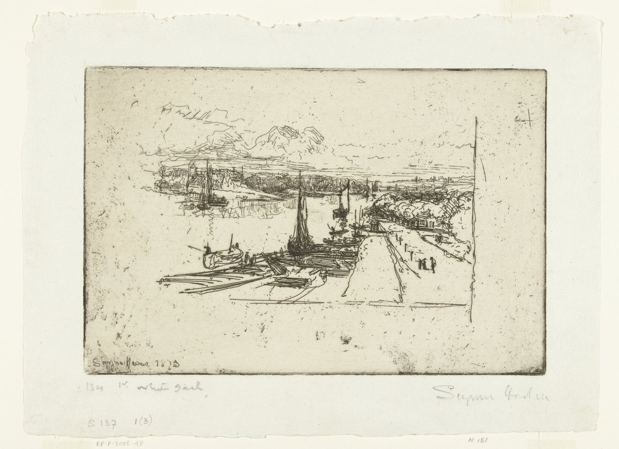 De Amstel vanuit het Amstelhotel door Francis Seymour Haden (Sir) (signed by artist)