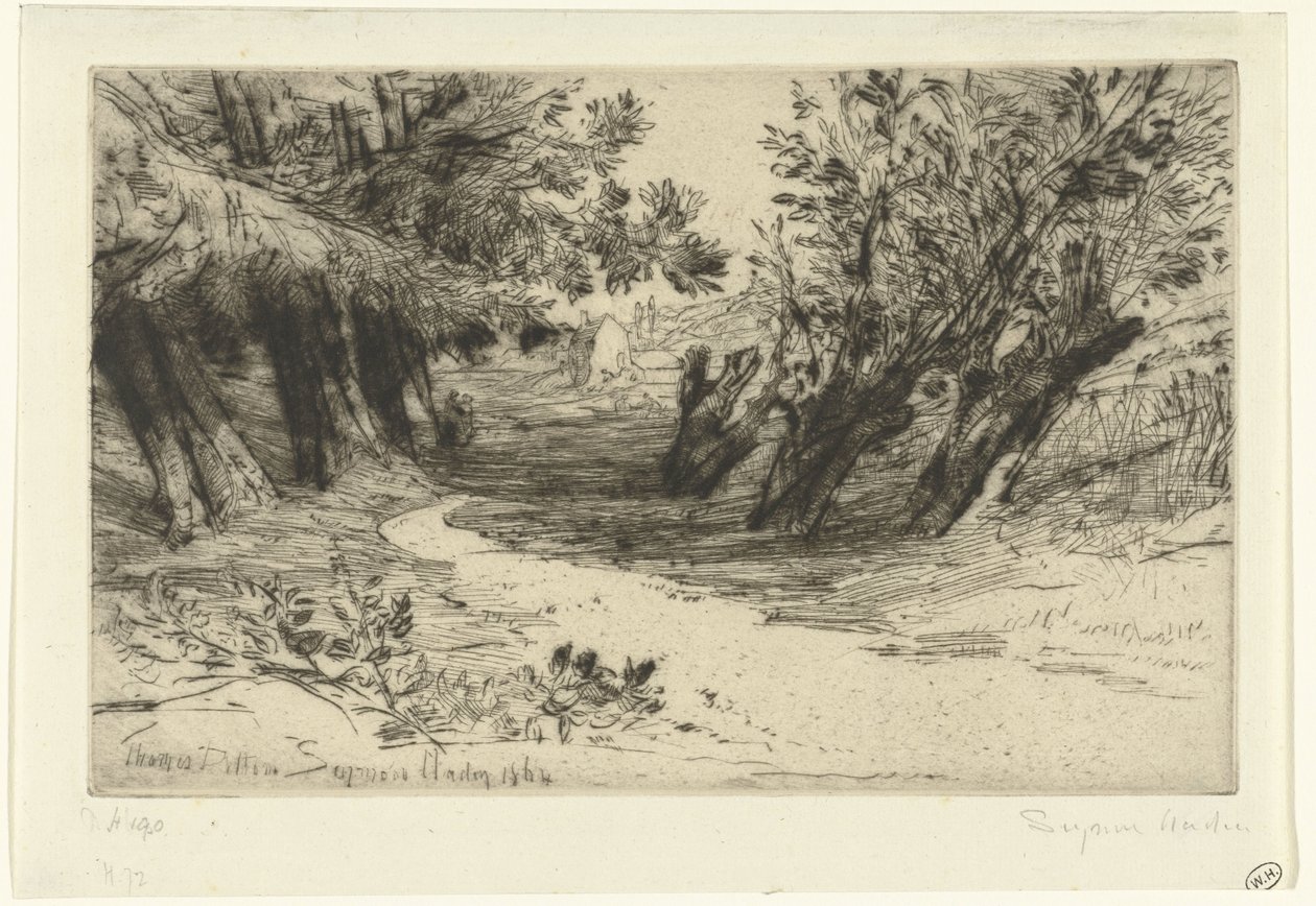 Pad langs het water door Francis Seymour Haden (Sir) (signed by artist)