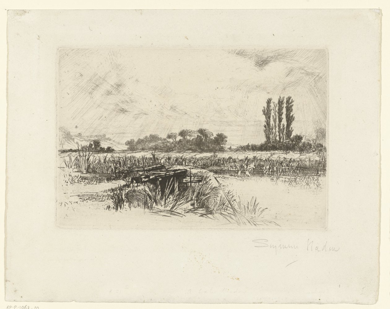 Uiterwaard door Francis Seymour Haden (Sir) (signed by artist)