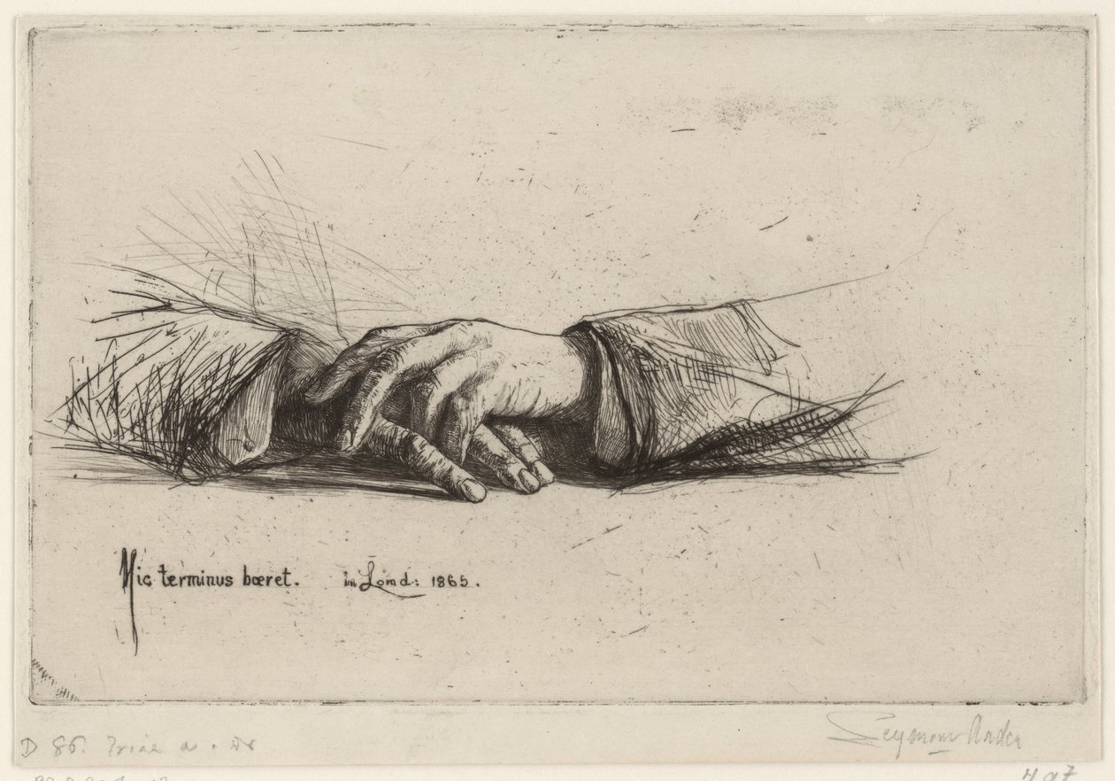 Rustende handen door Francis Seymour Haden (Sir)