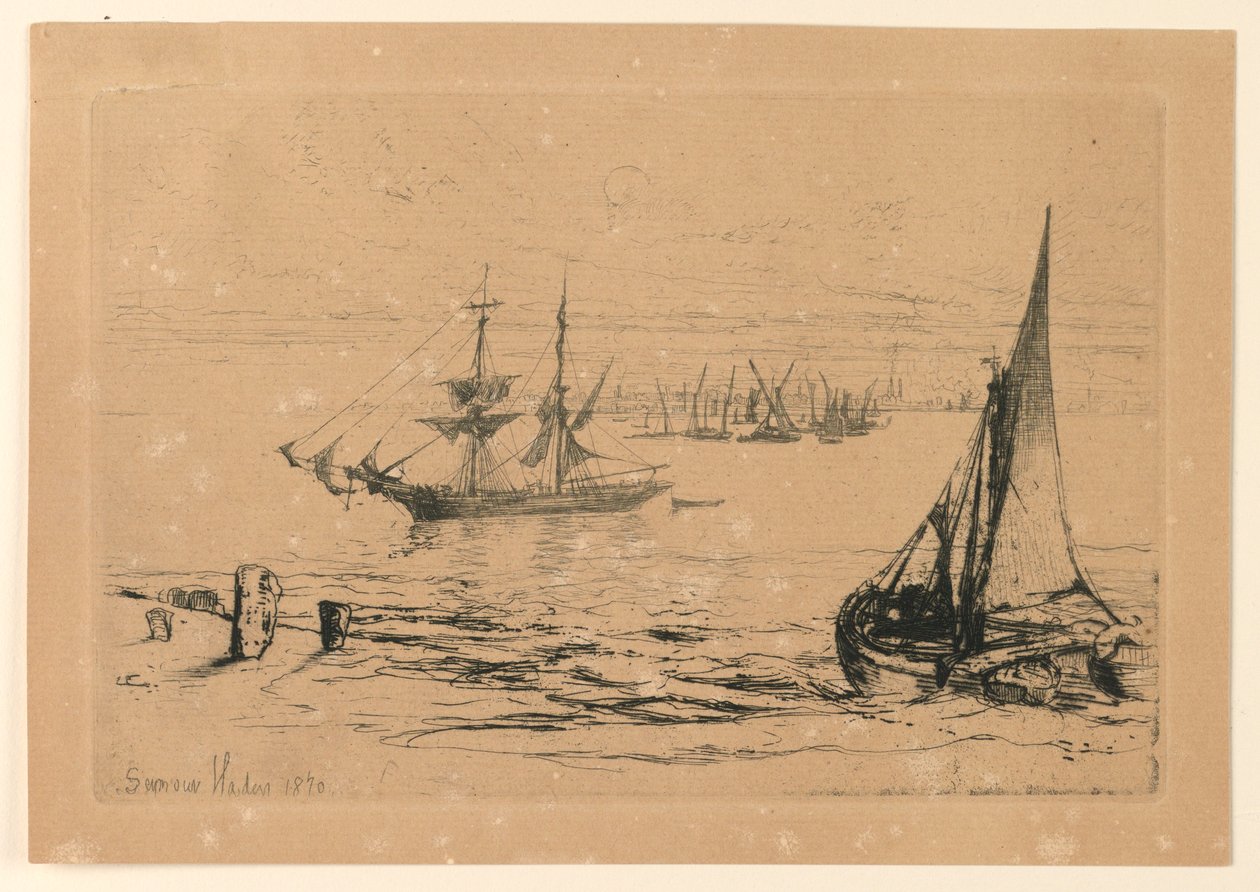 Een Brig voor Anker door Francis Seymour Haden
