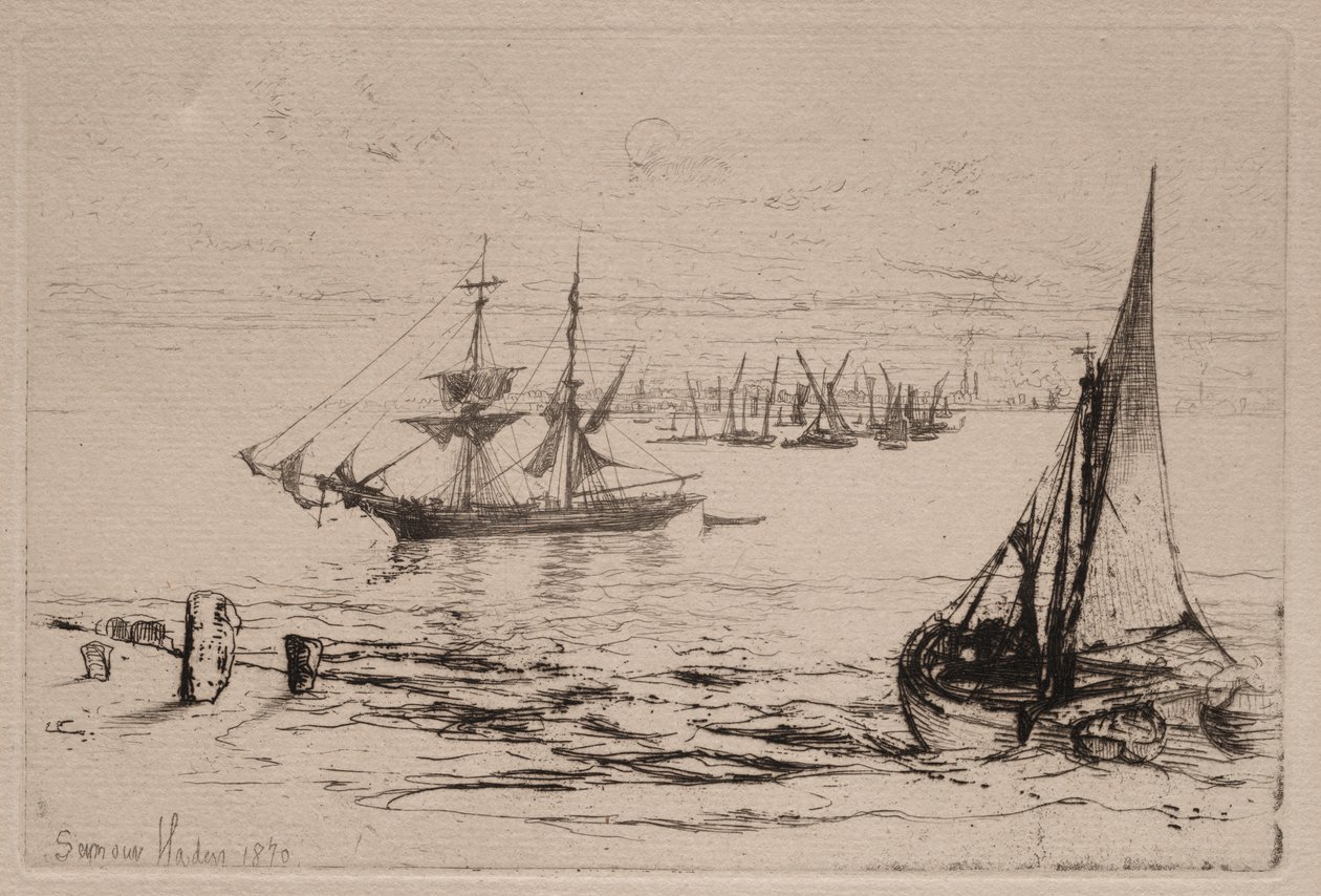 Een brik voor anker door Francis Seymour Haden