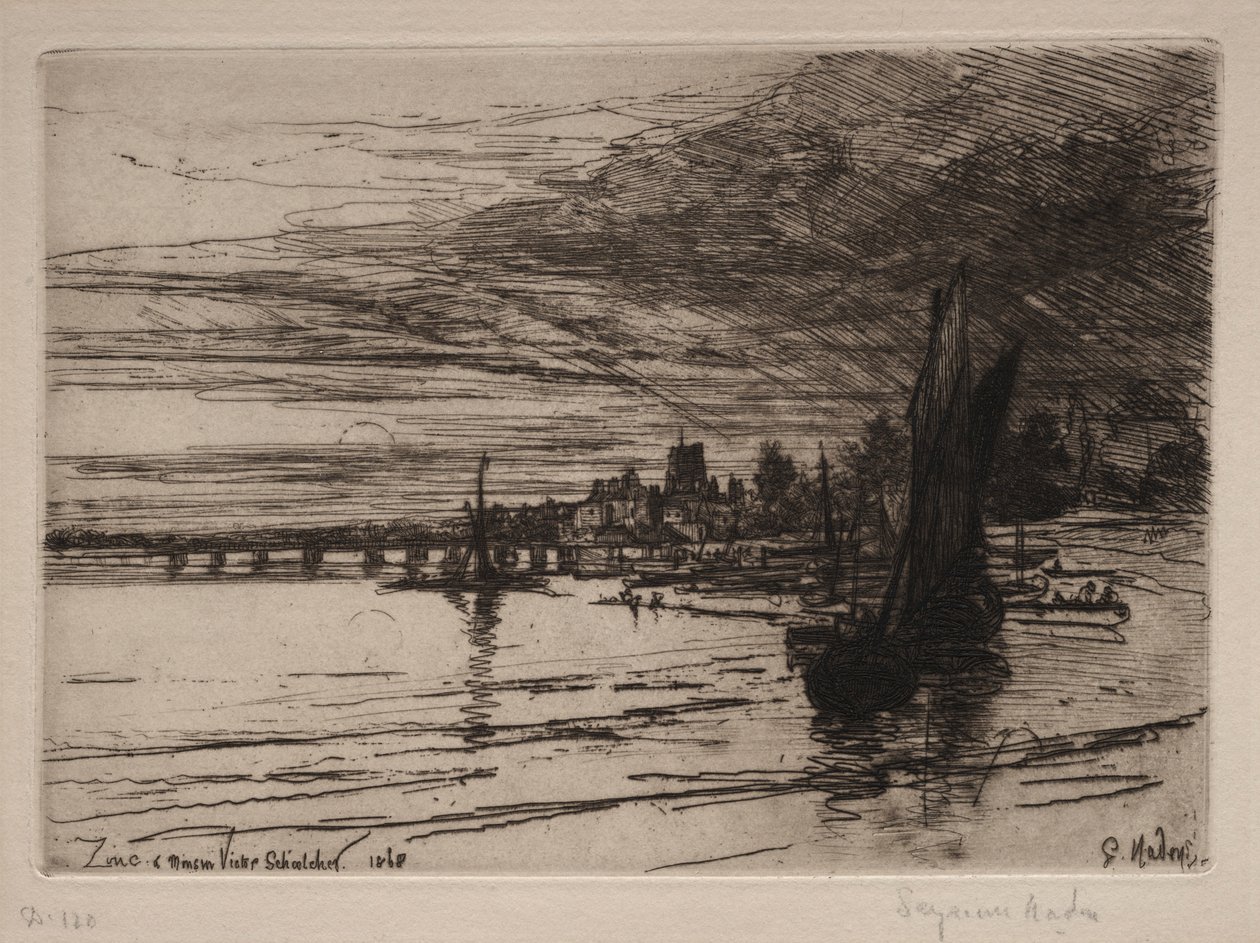 Battersea Bridge, 1868 door Francis Seymour Haden