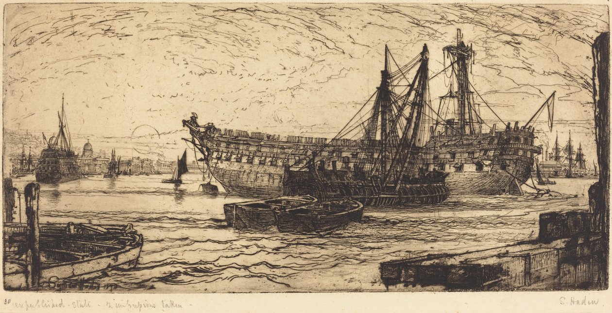 Het Slopen van de Agamemnon door Francis Seymour Haden