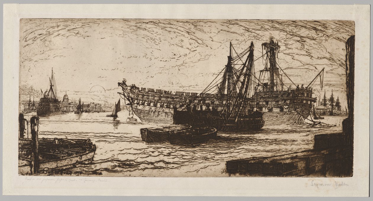 Het Uit elkaar Halen van de "Agamemnon," No. 1 door Francis Seymour Haden