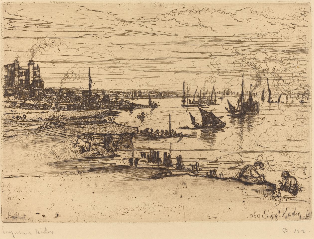Tegenover de Herberg, Purfleet door Francis Seymour Haden