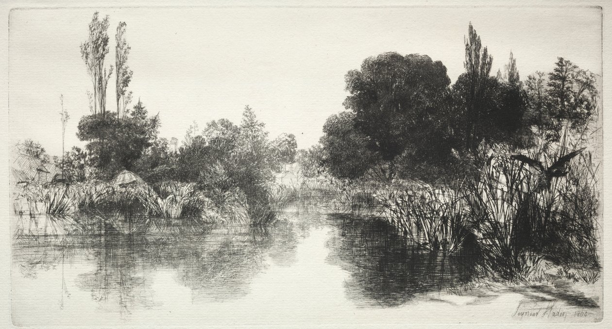 Shere Mill Vijver (De Grotere Plaat) door Francis Seymour Haden