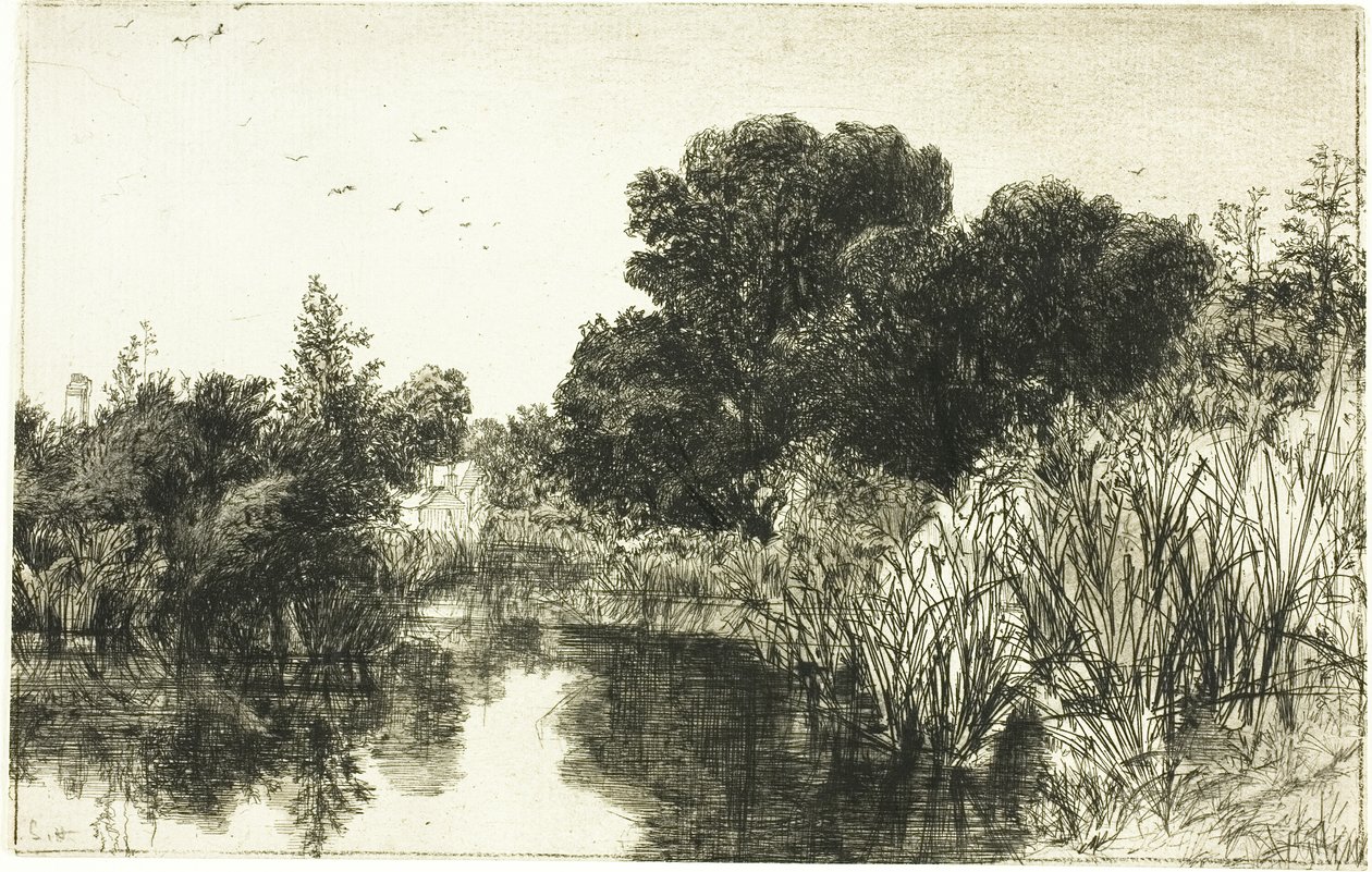 Shere Mill Pond, No. II (grote plaat) door Francis Seymour Haden