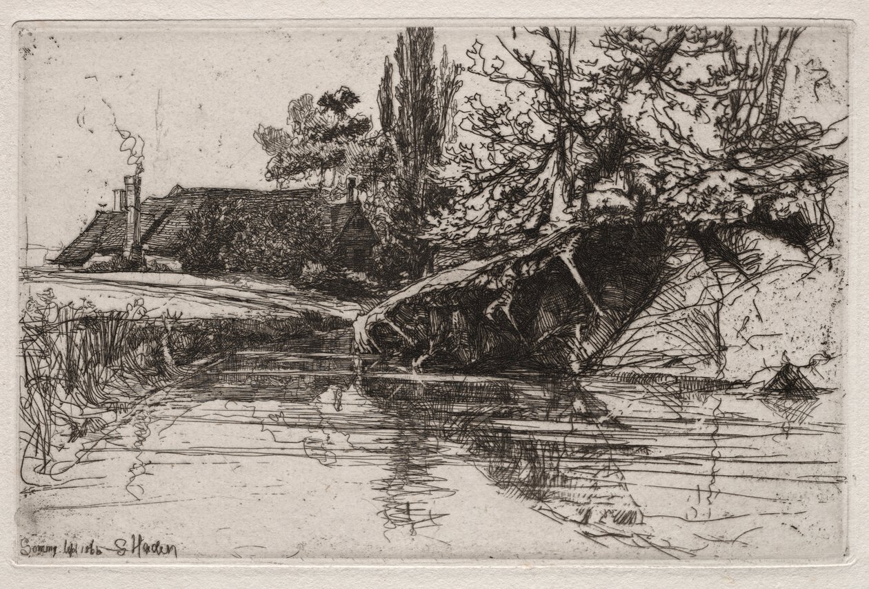 Het slotgracht huis door Francis Seymour Haden