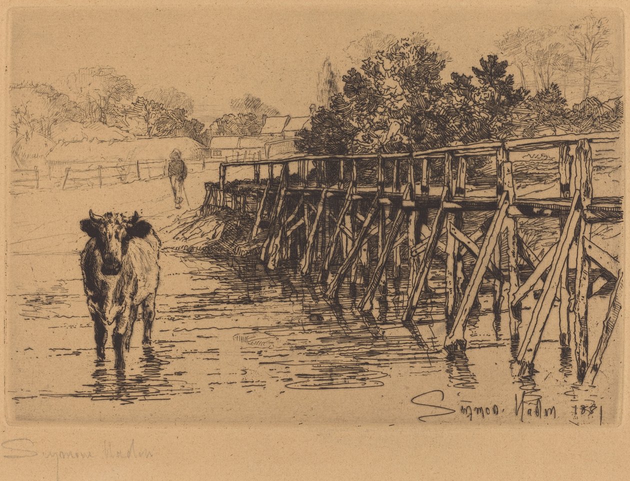Het Dorpsvoorde door Francis Seymour Haden