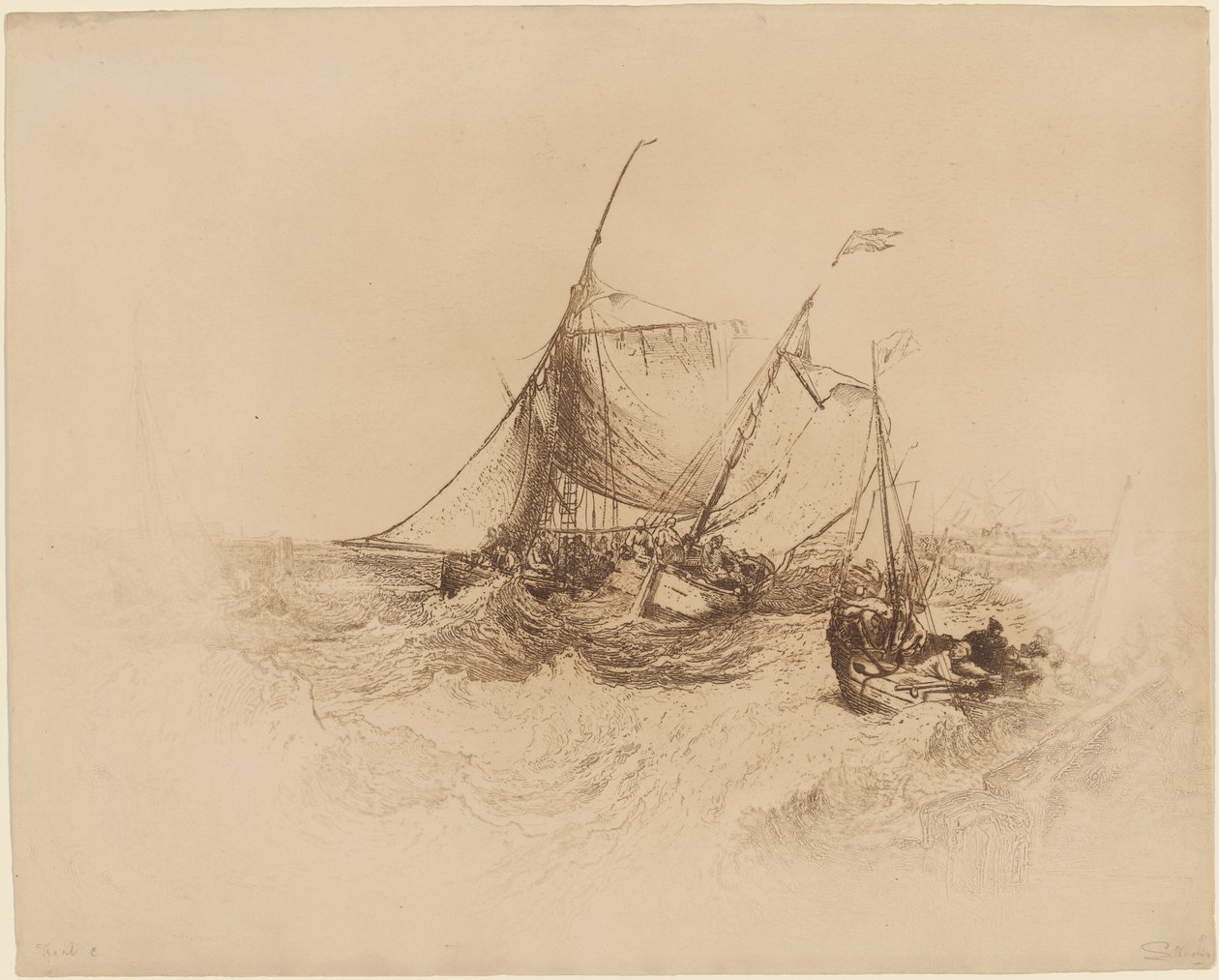 Pier van Calais door Francis Seymour Haden after Joseph Mallord William Turner