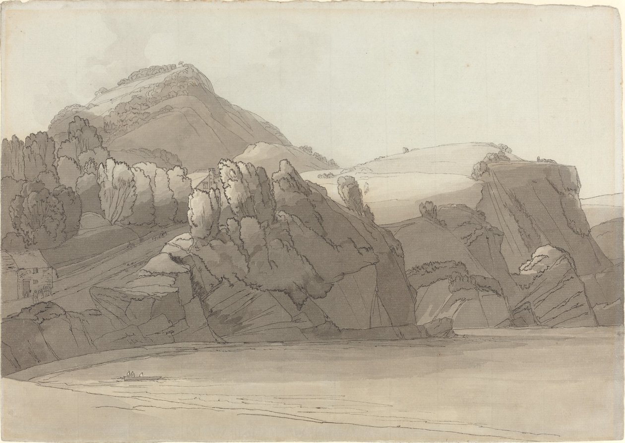 Een rotsachtige kust bij Coombmartin, Devon (Combe Martin Bay) door Francis Towne