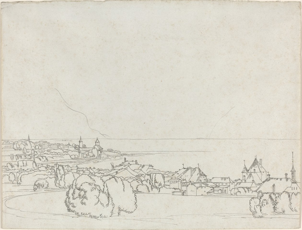 Een Uitzicht op Vevey met La Tour de Peilz in de Verte door Francis Towne