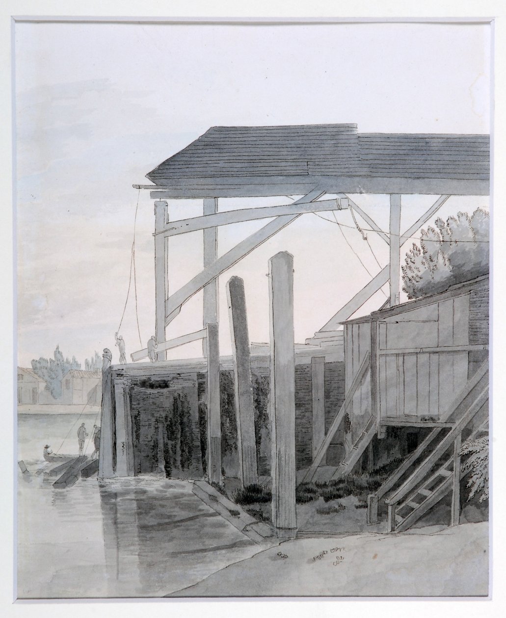Een kade, ca. 1800 door Francis Towne