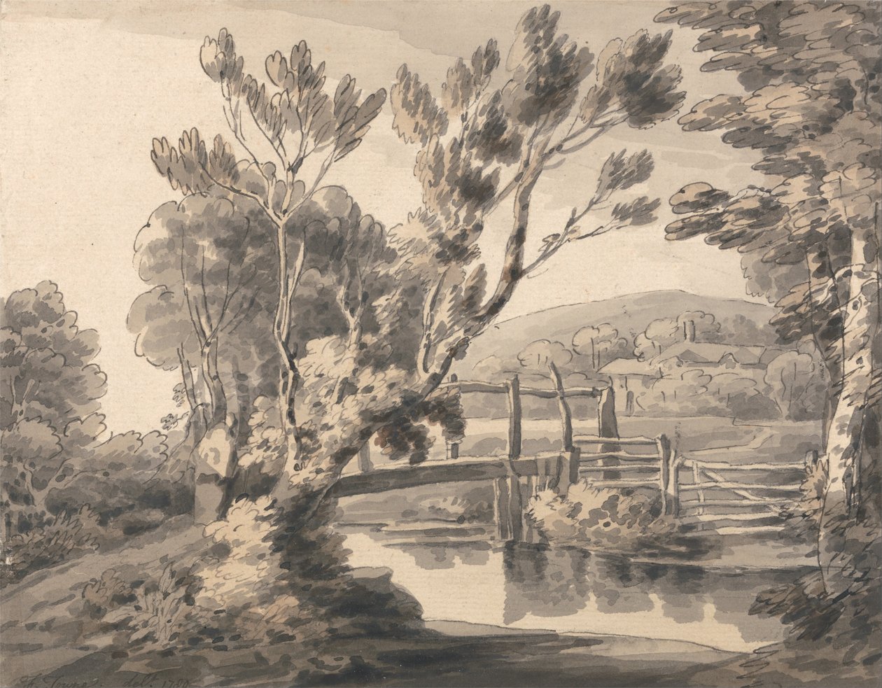 De voetgangersbrug door Francis Towne