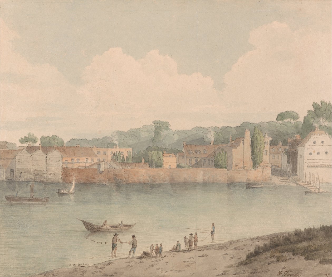 Vauxhall trappen, vanaf Millbank, 5 juli 1797 door Francis Towne