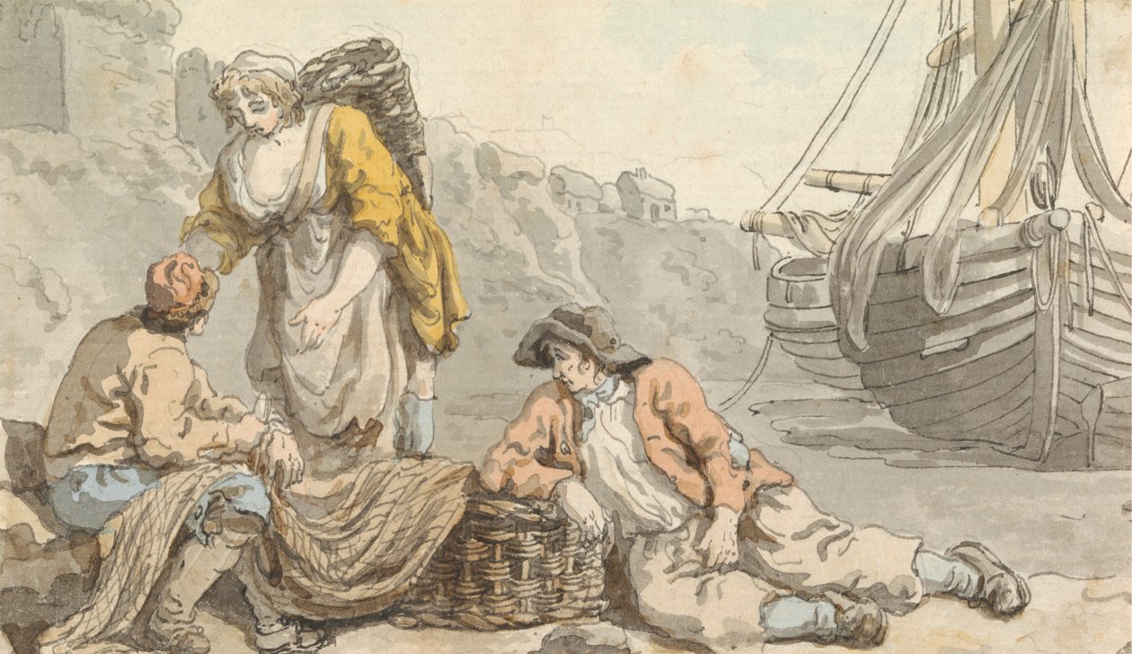 Vissersvolk met Mandjes en Netten door Francis Wheatley