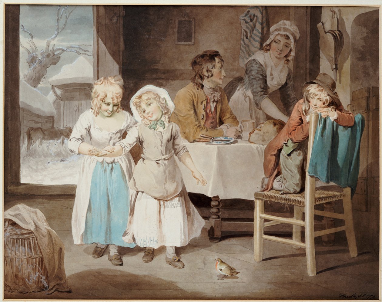 De Huisroodborst, 1794 door Francis Wheatley