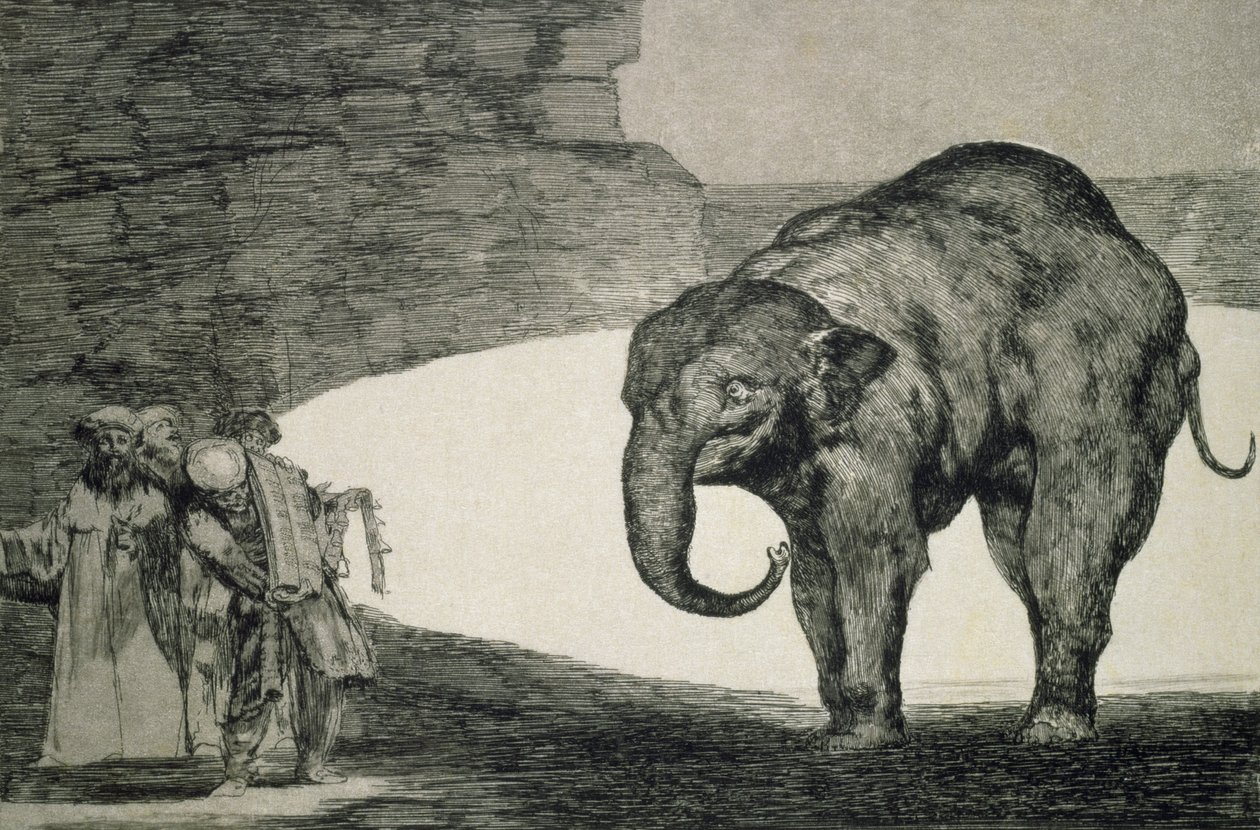 Dwaasheid van Beesten, uit de serie Follies, of Andere Wetten voor het Volk, ca.1815-24 door Francisco de Goya